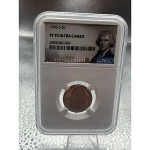 1995-S JEFFERSON NICKEL NGC Certified  PF70 ULTRA CAMEO Portrait Label Rare